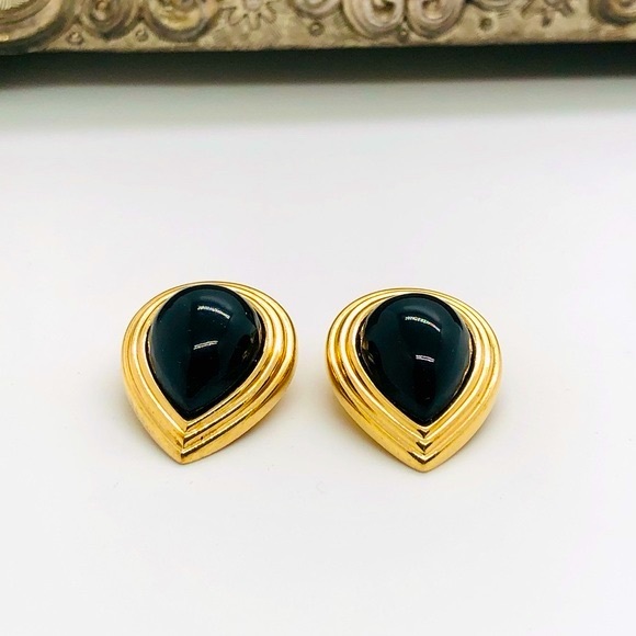Vintage Signed Black CHRISTIAN DIOR Earrings - Picture 10 of 15